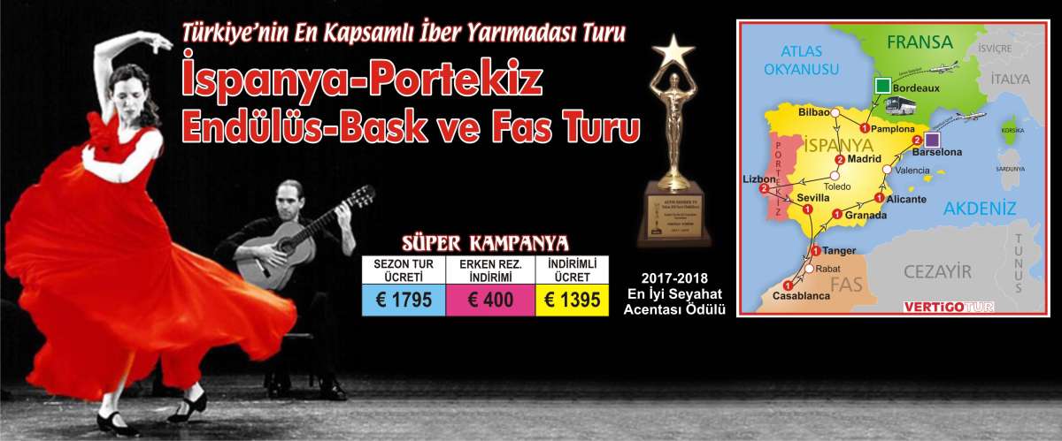 BARCELONA(2) - MADRİD (2) - LİZBON(2) - BİLBAO - PAMPLONA (1) - SAN SEBASTİAN - SEVİLLA(1) - GRANADA(1) - CASABLANCA(1) - TANGER(1) - ALİCANTE(1) - VALENCİA / 12 gece-13 gün BARCELONA(2) - MADRİD (2) - LİZBON(2) - BİLBAO - PAMPLONA (1) - SAN SEBASTİAN - SEVİLLA(1) - GRANADA(1) - CASABLANCA(1) - TANGER(1) - ALİCANTE(1) - VALENCİA / 12 gece-13 gün