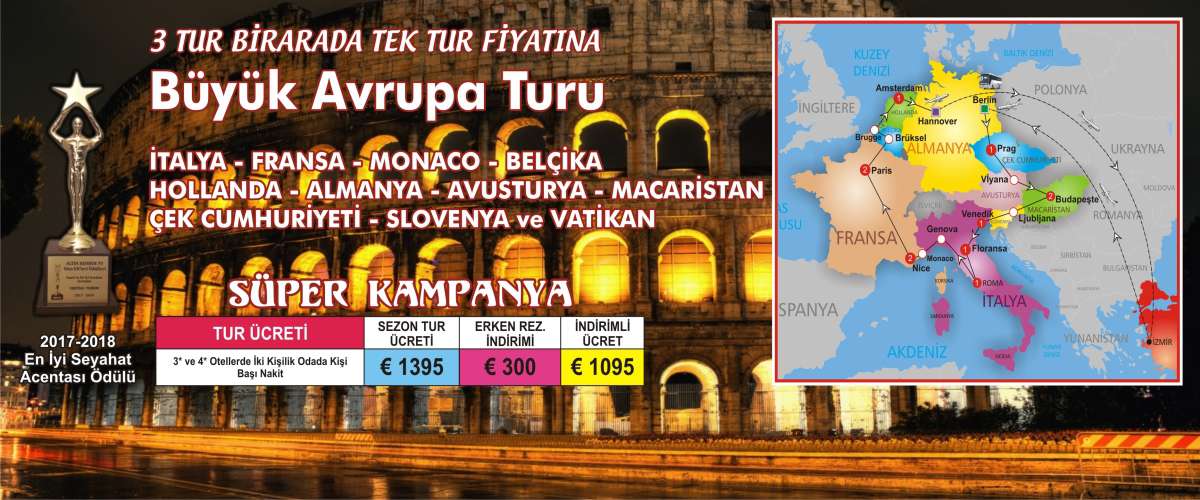 PRAG(1) - VİYANA - BUDAPEŞTE(2) - VENEDİK(1) - FLORANSA(1) - ROMA(1) - GENOVA - NİCE(2) - MONACO - PARİS(2) - BRUGGE - BRÜKSEL - AMSTERDAM(1) PRAG(1) - VİYANA - BUDAPEŞTE(2) - VENEDİK(1) - FLORANSA(1) - ROMA(1) - GENOVA - NİCE(2) - MONACO - PARİS(2) - BRUGGE - BRÜKSEL - AMSTERDAM(1)